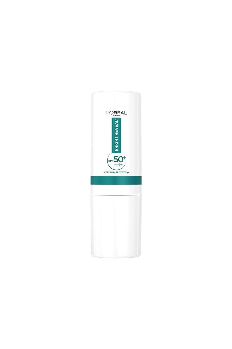 L'Oreal Paris Твърд слънцезащитен стик Bright Reveal Много висока слънцезащита SPF 50+ Съдържа витамин Е Против пигментни петна Невидим върху грим 9 мл