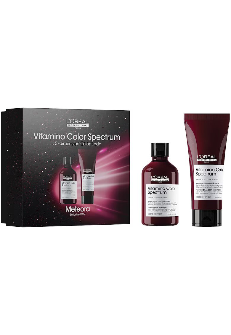 LOreal Professionnel Комплект професионална рутина Serie Expert Vitamino Color Spectrum DUO - за фиксация на цвета - по-копринена и по-здрава коса: Шампоан - 300 мл + Балсам - 200 мл