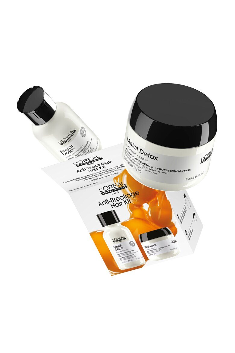 L'Oreal Professionnel Комплект Travel Size Duo L'Oréal Professionnel Serie Expert Metal Detox (Шампоан 100мл + Маска 75мл) За почистване на металите от косата За всички видове обезцветена боядисана или коса с балеаж