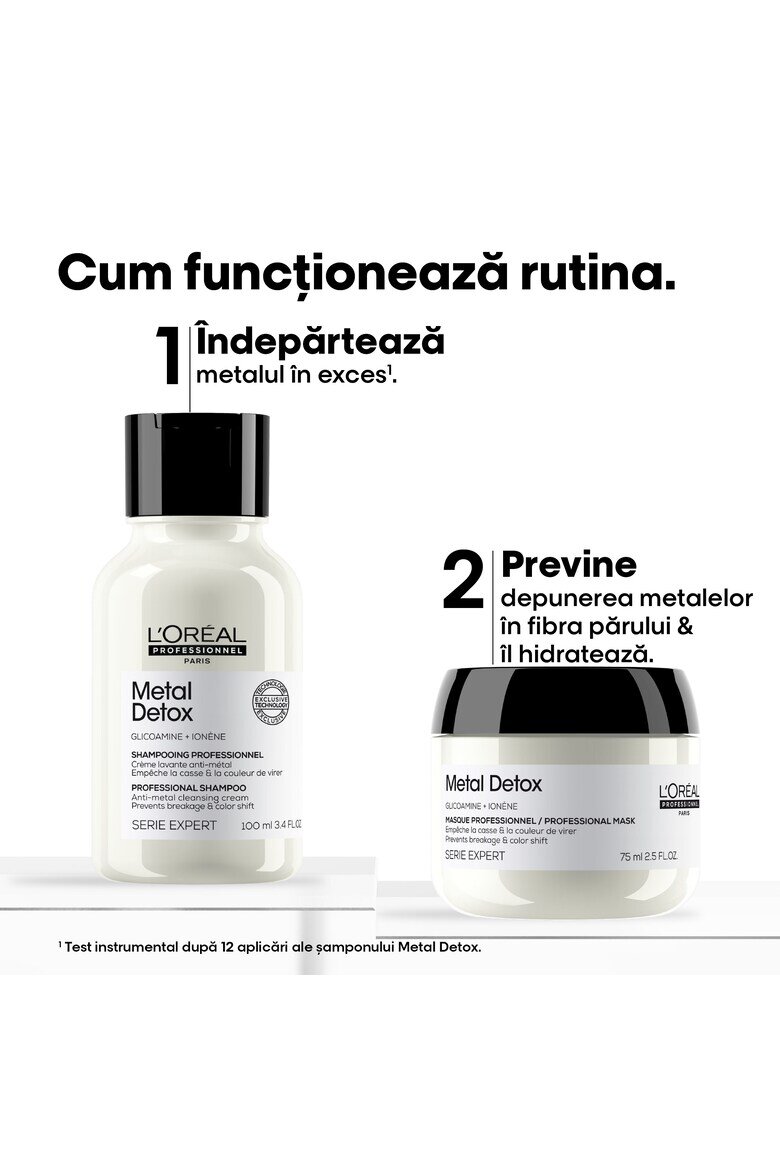 L'Oreal Professionnel Комплект Travel Size Duo L'Oréal Professionnel Serie Expert Metal Detox (Шампоан 100мл + Маска 75мл) За почистване на металите от косата За всички видове обезцветена боядисана или коса с балеаж