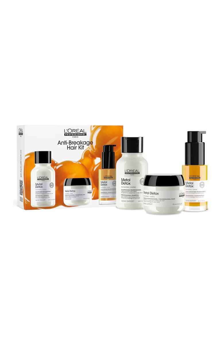L'Oreal Professionnel Комплект за пътуване L'Oréal Professionnel Expert Metal Detox за почистване на метали от косата За всички типове коса Против накъсване на косата и поддържане на цвета Шампоан 100 мл + Маска 75 мл + Масло 30 мл