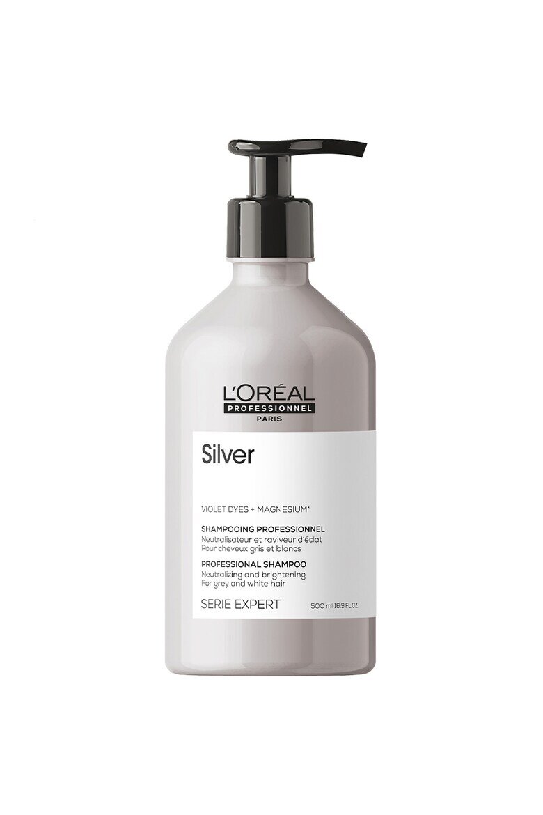 L'Oreal Professionnel Професионален шампоан Serie Expert Silver За неутрализиране на нежеланите жълти нюанси С магнезий и анти-пожълтяване 300 мл 500 мл