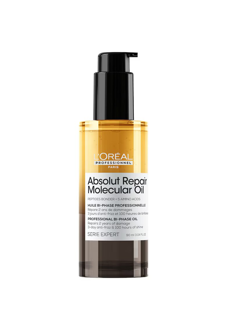 LOreal Professionnel Serie Expert Absolut Repair Молекулярно двуфазно масло за коса - ефект против накъдряне - 3 пъти повече подхранване - до 100 часа блясък - 2% пептидни ...