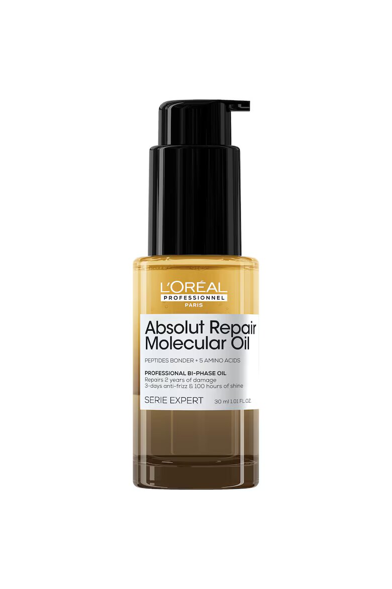 L'Oreal Professionnel Serie Expert Absolut Repair Молекулярно двуфазно масло за коса ефект против накъдряне 3 пъти повече подхранване до 100 часа блясък 2% пептидни връзки и 5 аминокиселини не се изисква изплакване без сулфати 30 мл