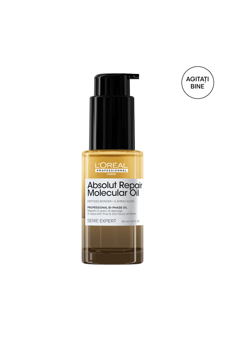 L'Oreal Professionnel Serie Expert Absolut Repair Молекулярно двуфазно масло за коса ефект против накъдряне 3 пъти повече подхранване до 100 часа блясък 2% пептидни връзки и 5 аминокиселини не се изисква изплакване без сулфати 30 мл