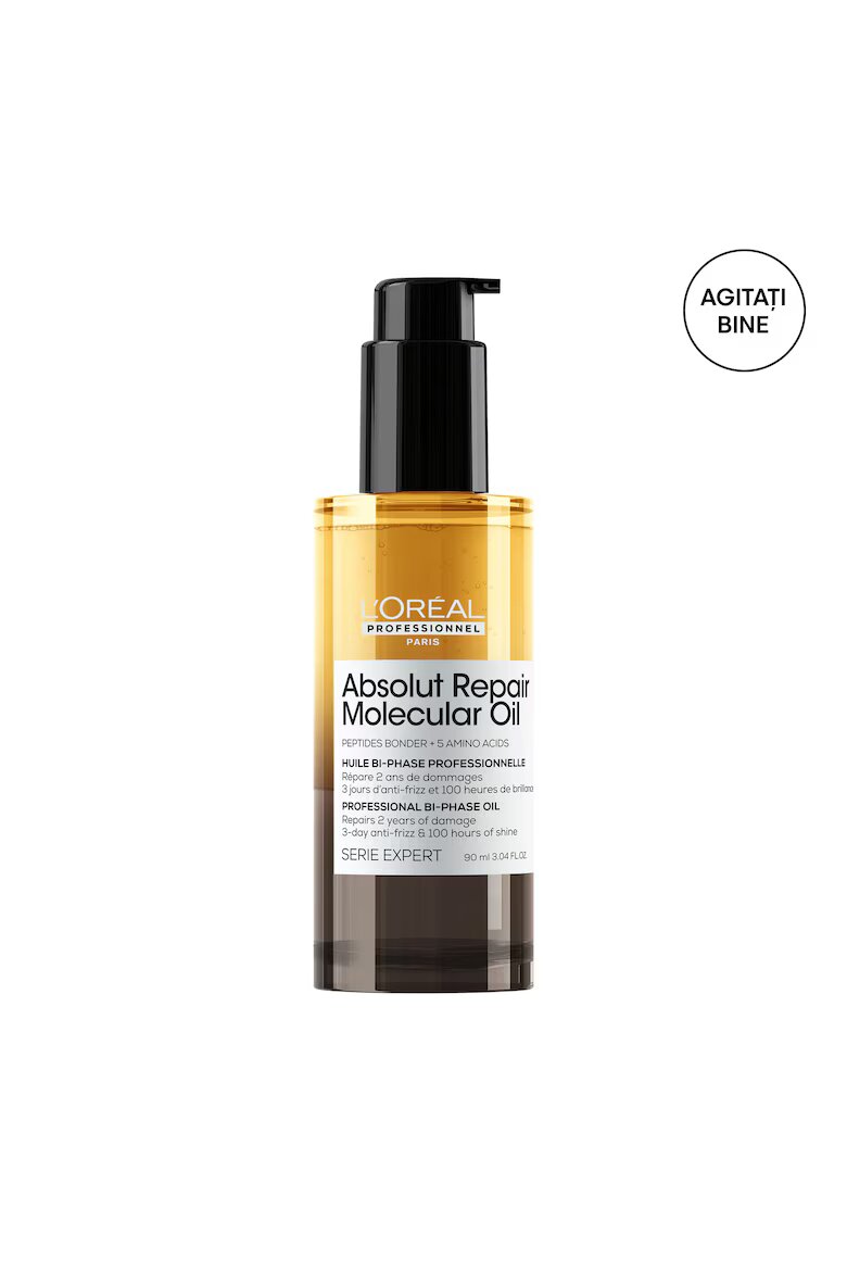 L'Oreal Professionnel Serie Expert Absolut Repair Молекулярно двуфазно масло за коса ефект против накъдряне 3 пъти повече подхранване до 100 часа блясък 2% пептидни връзки и 5 аминокиселини не се изисква изплакване без сулфати 90 мл