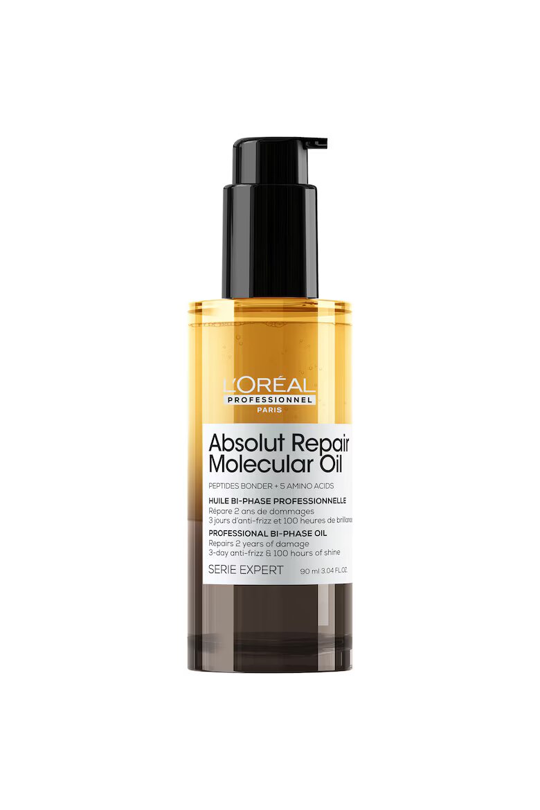 L'Oreal Professionnel Serie Expert Absolut Repair Молекулярно двуфазно масло за коса ефект против накъдряне 3 пъти повече подхранване до 100 часа блясък 2% пептидни връзки и 5 аминокиселини не се изисква изплакване без сулфати 90 мл