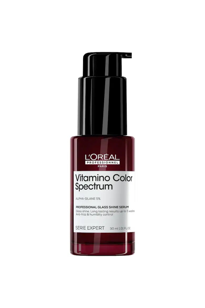 L'Oreal Professionnel Серум за боядисана коса Serie Expert Vitamino Color Spectrum Glass Shine с 5% Apha-silane хидратация Устойчивост 10 измивания UV и термична защита 230°C 30 мл