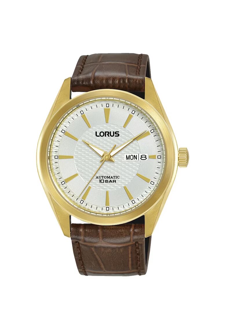 Lorus Мъжки часовник - хронограф - автоматичен - корпус от неръждаема стомана - кожена каишка - кафяв/златист