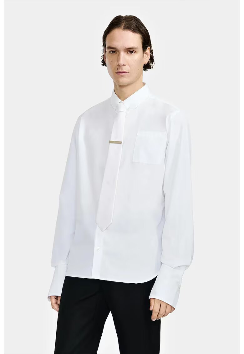 LOUIS GABRIEL NOUCHI Oversized риза с преден джоб и уголемени маншети - Бял