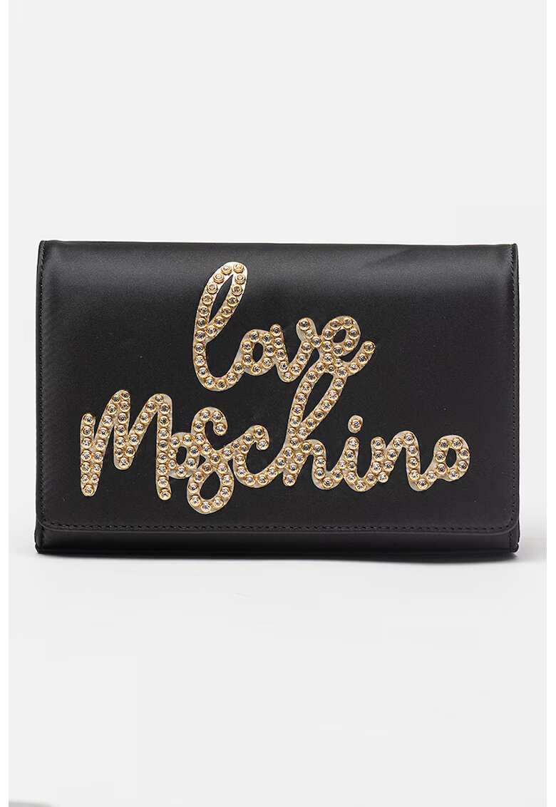 Love Moschino Чанта през рамо от еко кожа с голямо лого - Златист/Черен