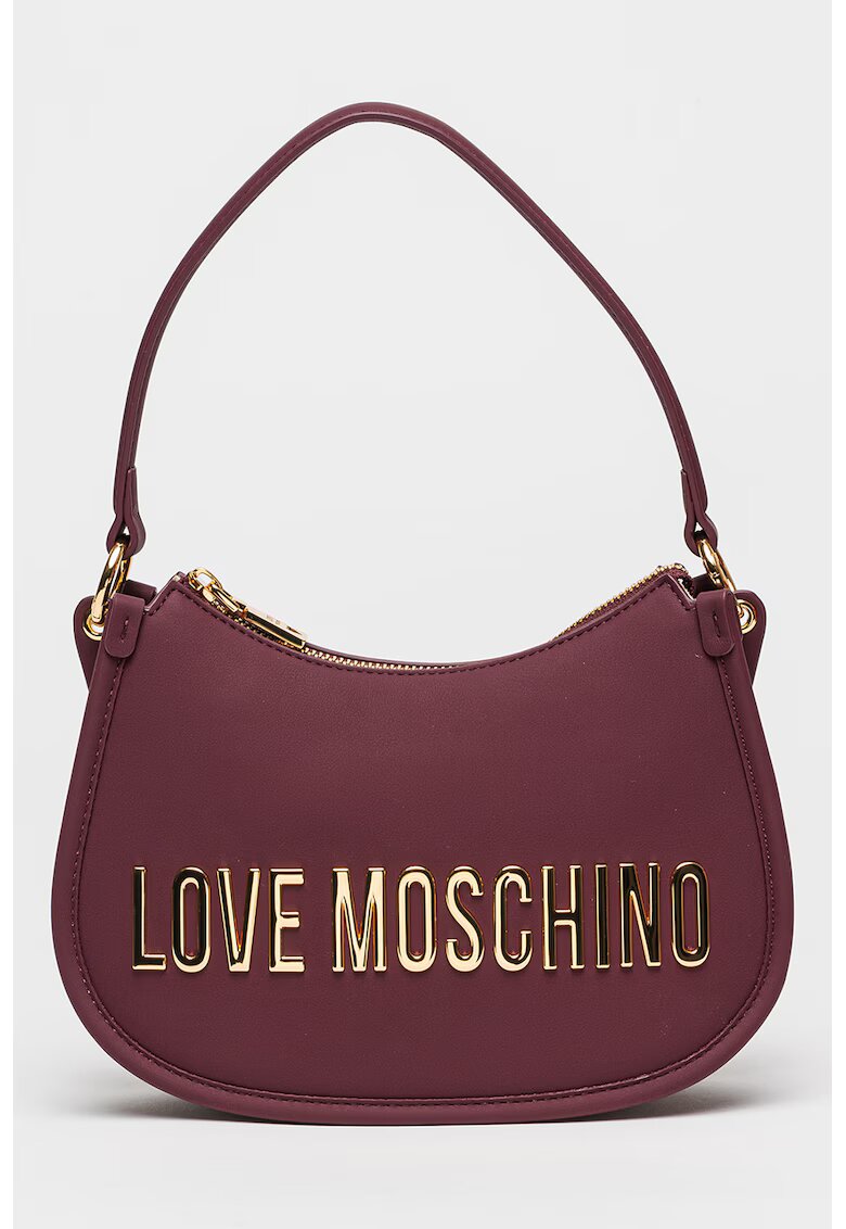 Love Moschino Чанта през рамо от еко кожа с метално лого - Виолетов