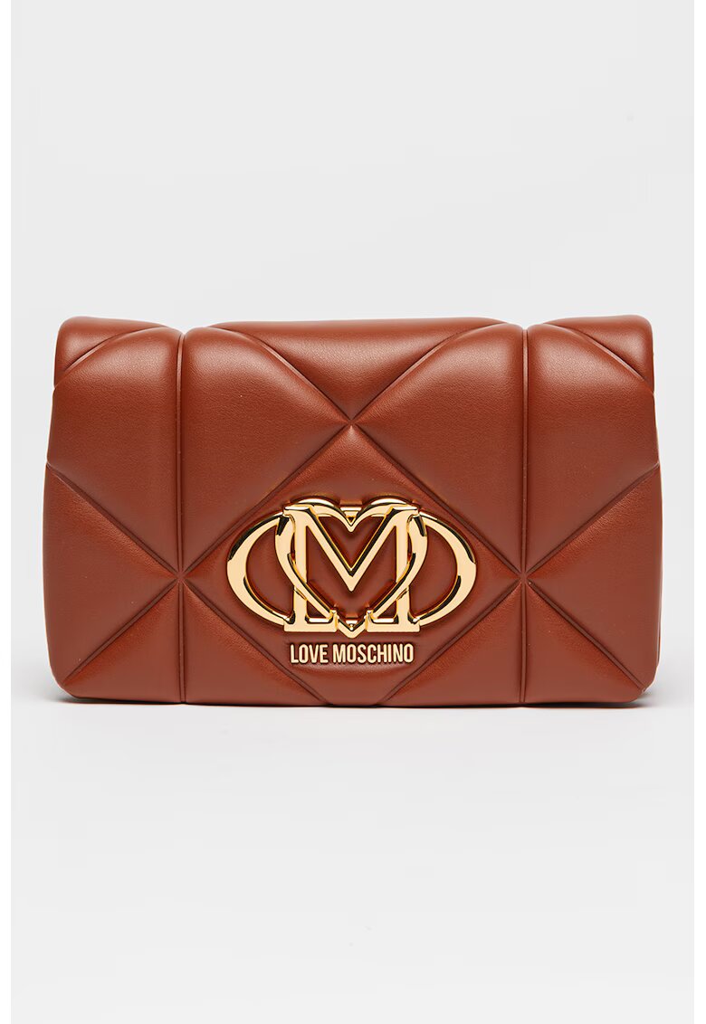 Love Moschino Чанта през рамо от еко кожа с презрамка с верижка - Канелено кафяво