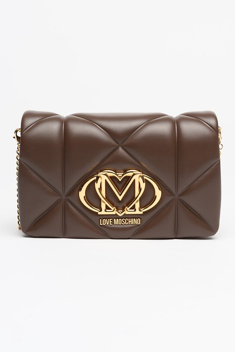 Love Moschino Чанта през рамо от еко кожа с презрамка с верижка Тъмнокафяв