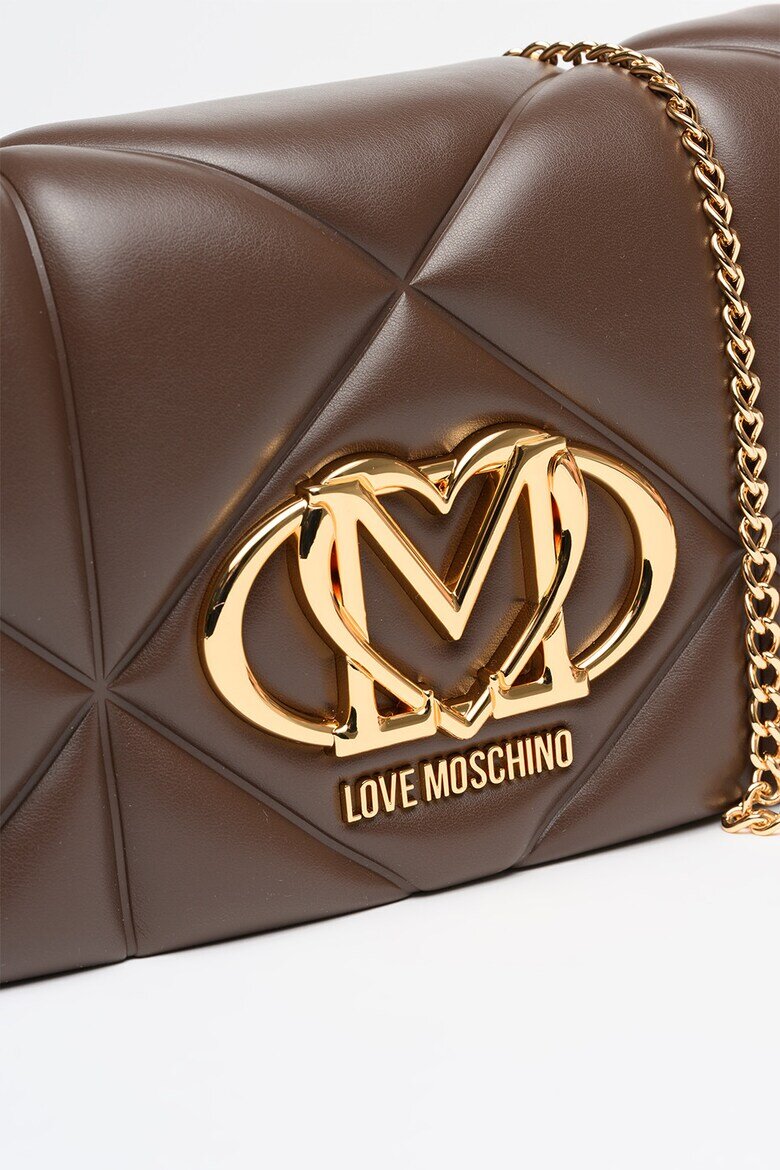 Love Moschino Чанта през рамо от еко кожа с презрамка с верижка Тъмнокафяв