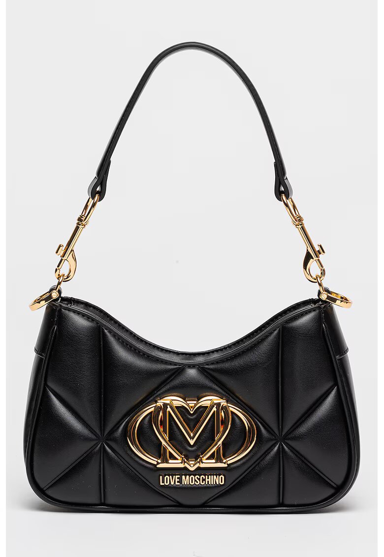 Love Moschino Чанта през рамо с метално лого - Черен