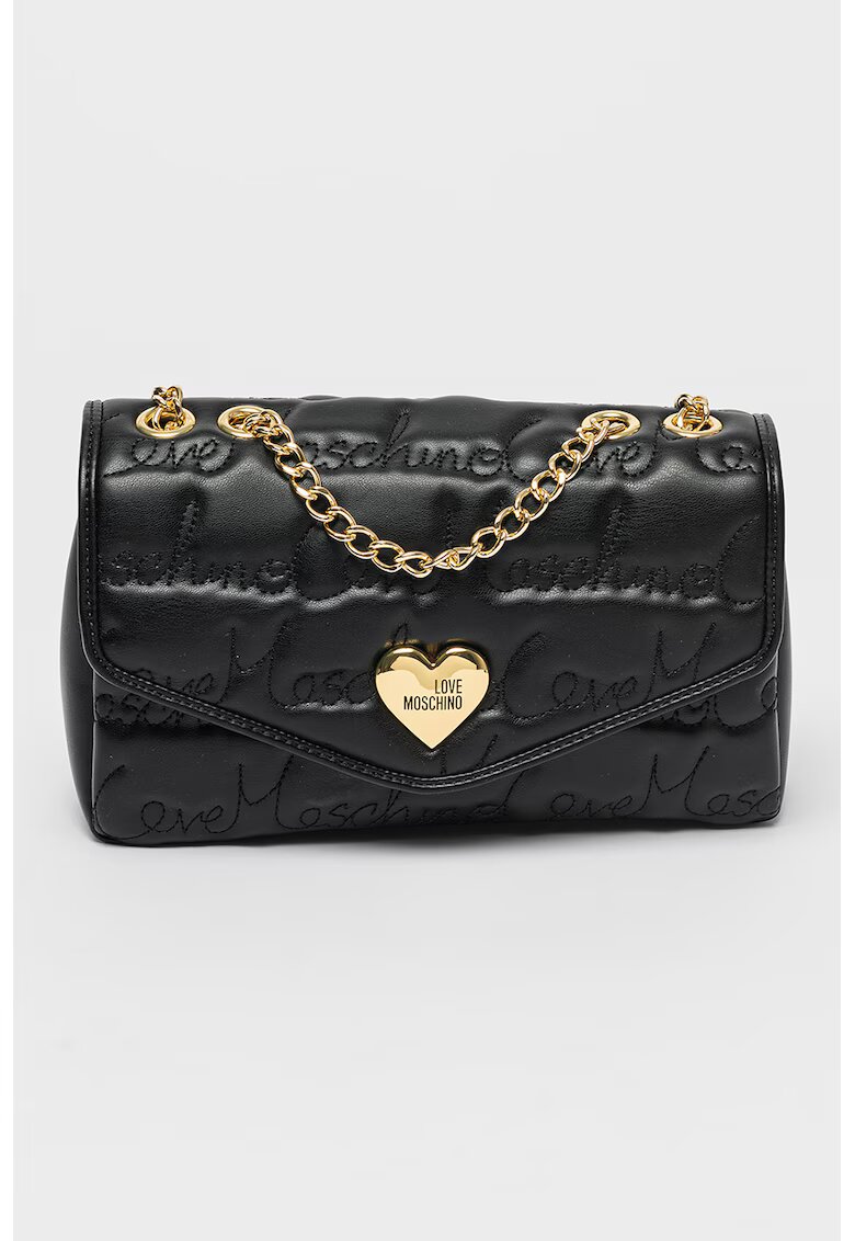 Love Moschino Чанта за рамо от еко кожа с лого с шевове
