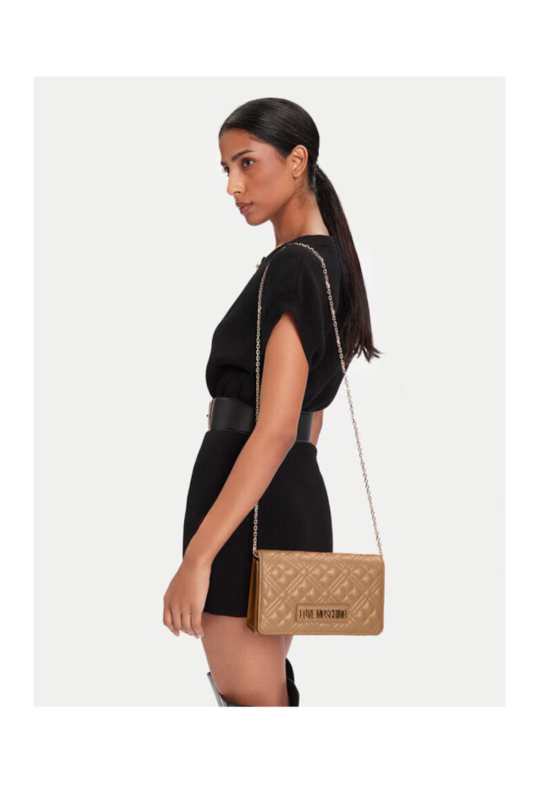 Love Moschino Дамска чанта бежова - от екологична кожа - модел JC4079PP0NLA0104