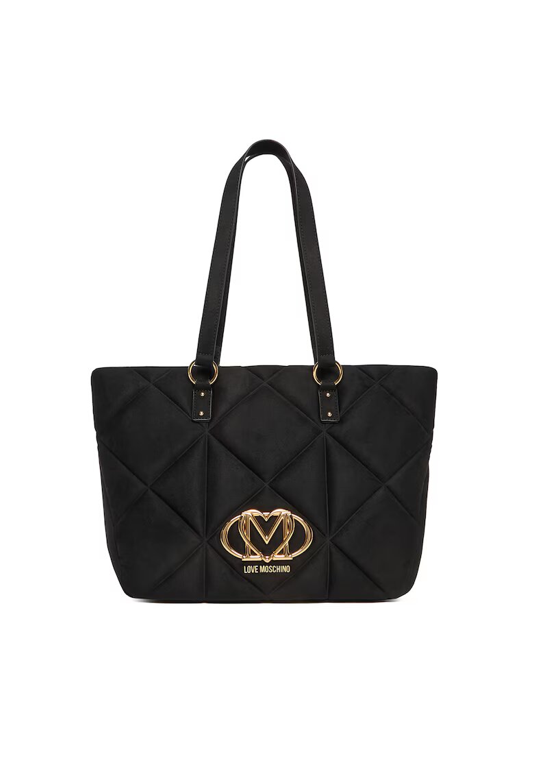 Love Moschino Дамска чанта черна - от естествена кожа