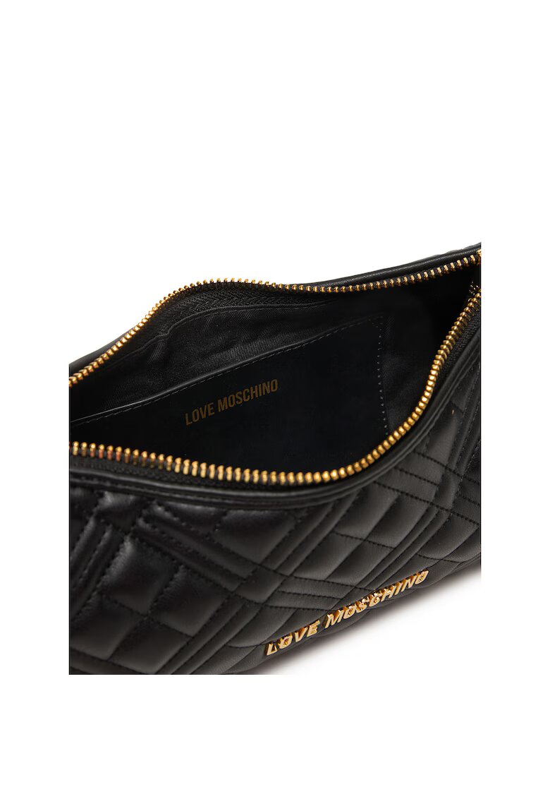 Love Moschino Дамска чанта черна със златни детайли - 30x25см
