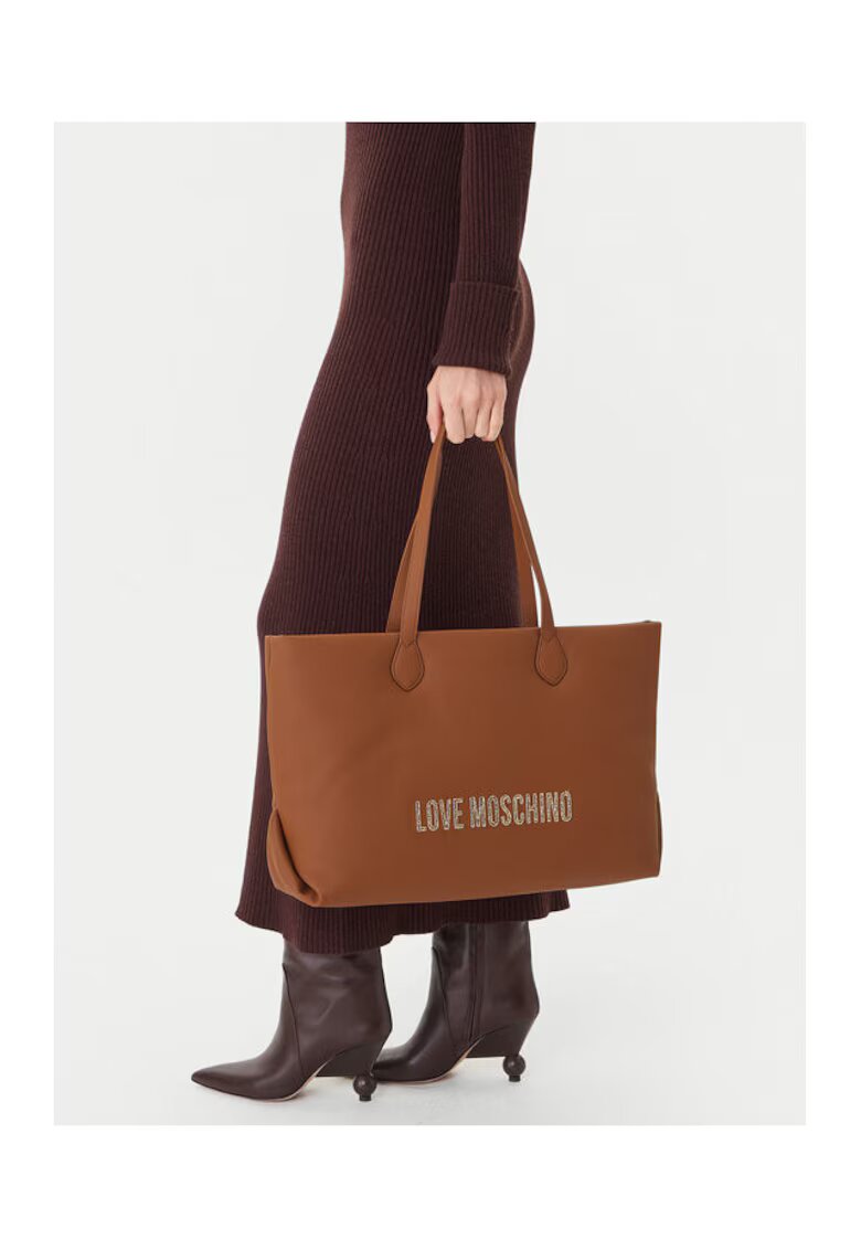 Love Moschino Дамска чанта Cuido+Hammered Logo - екологична