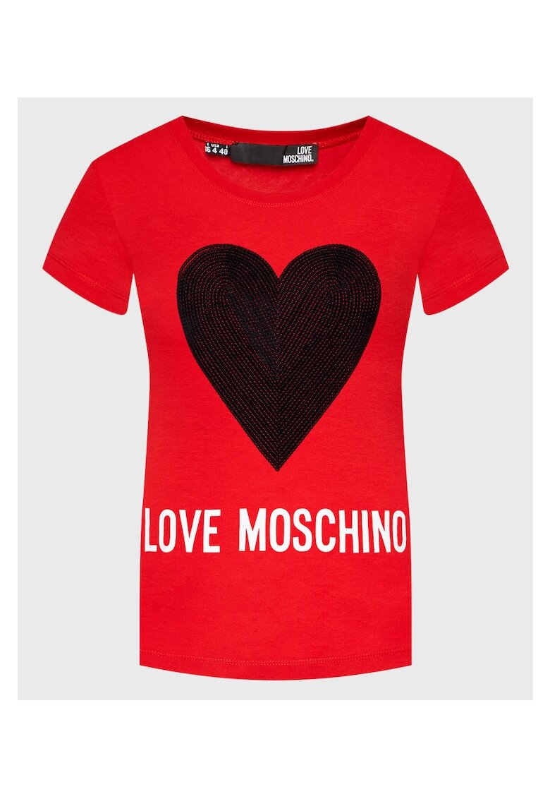 Love Moschino Дамска тениска - червена - памук/еластан - вталена кройка