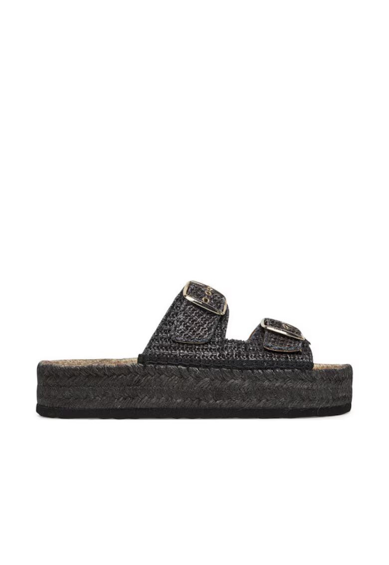 Love Moschino Дамски чехли Rafia Nero - текстил