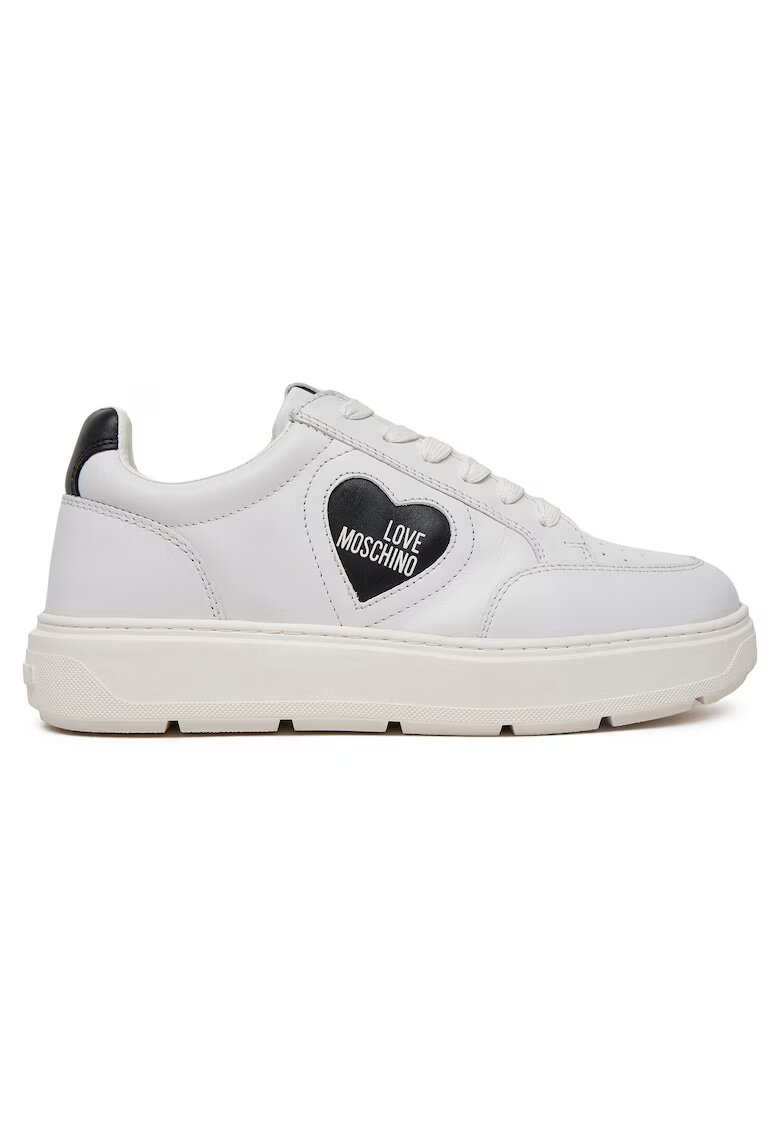 Love Moschino Дамски кецове JA15154G1MIA110A - естествена кожа - бял/черен