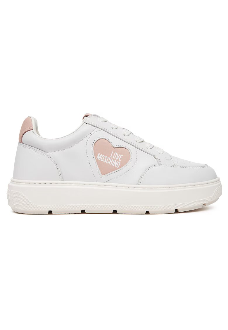 Love Moschino Дамски кецове JA15154G1MIA110B - естествена кожа - бял/розов
