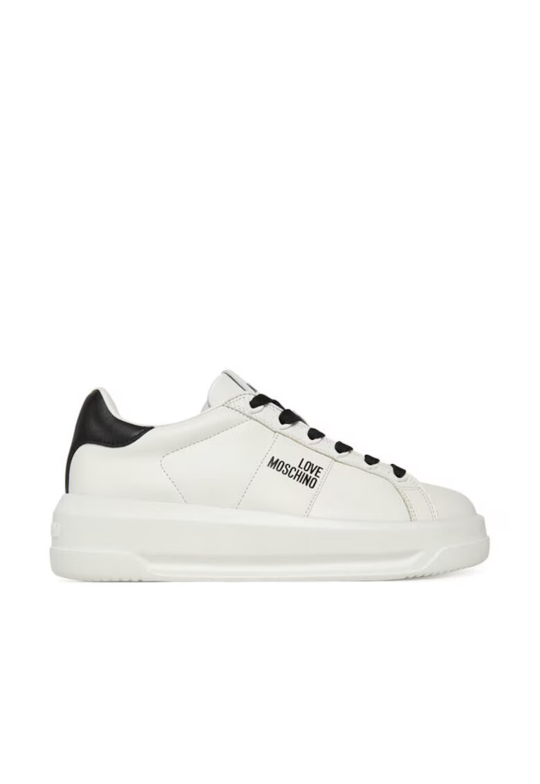 Love Moschino Дамски кецове JA15315G0NIA110A - естествена кожа - бял/черен