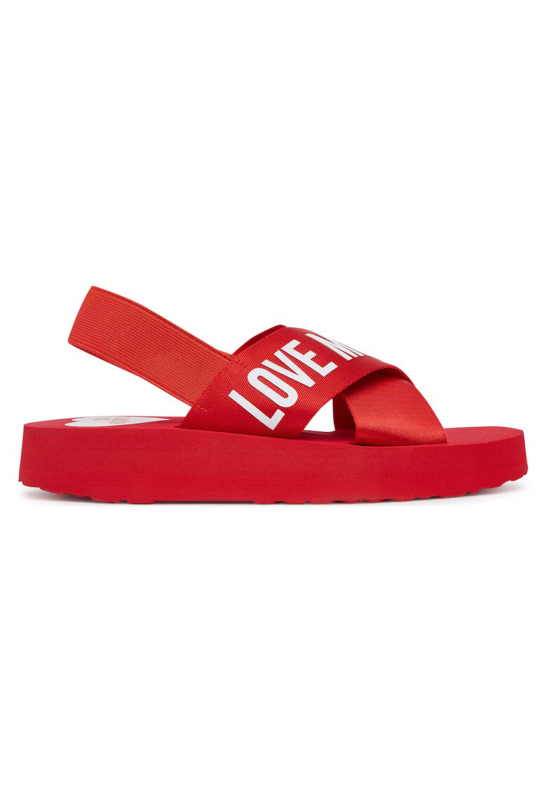Love Moschino Дамски сандали - Nastro Ross/Log Bia - текстил - червен