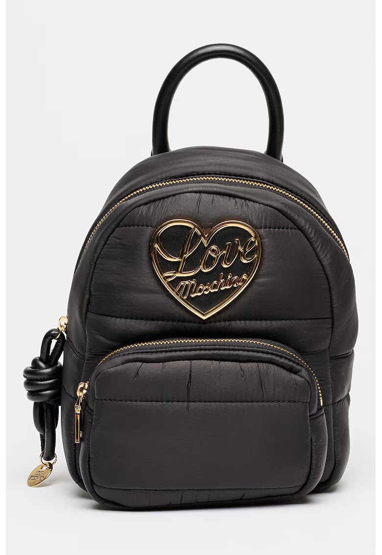 Love Moschino Капитонирана раница с лого - Златист/Черен