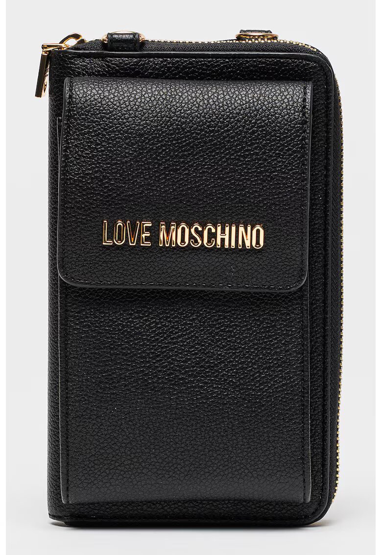 Love Moschino Конвертируем портфейл с презрамка-верижка - Черен