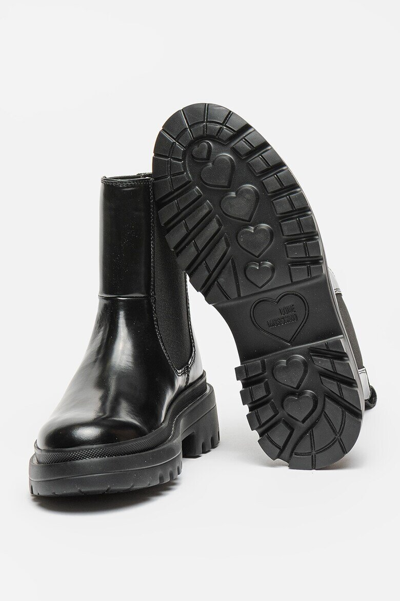 Love Moschino Кожени боти Chelsea Черен