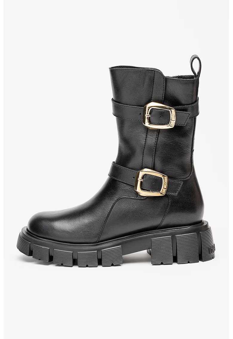 Love Moschino Кожени боти с масивен дизайн