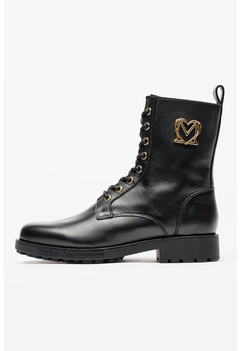 Love Moschino Кожени боти с цип встрани