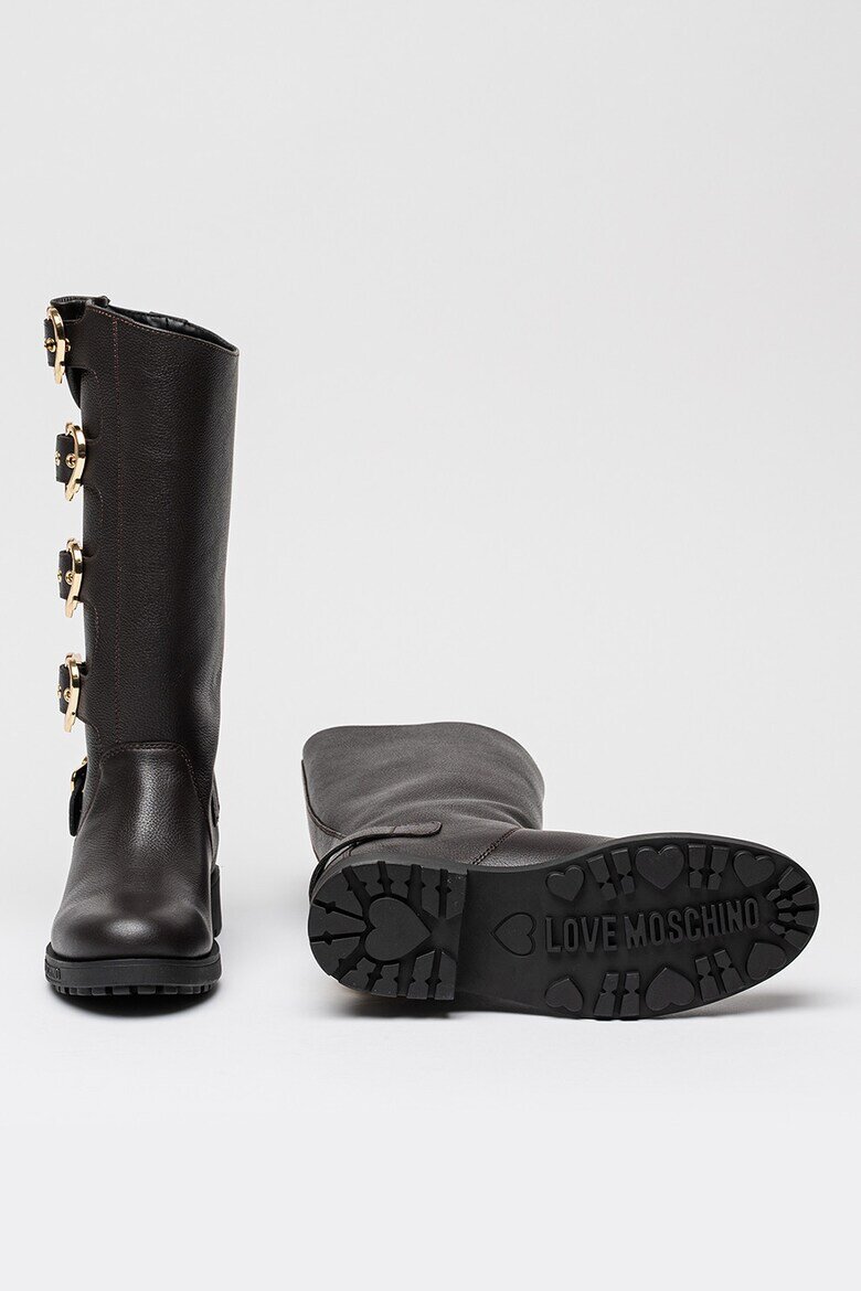 Love Moschino Кожени ботуши до прасеца с токи Тъмнокафяв