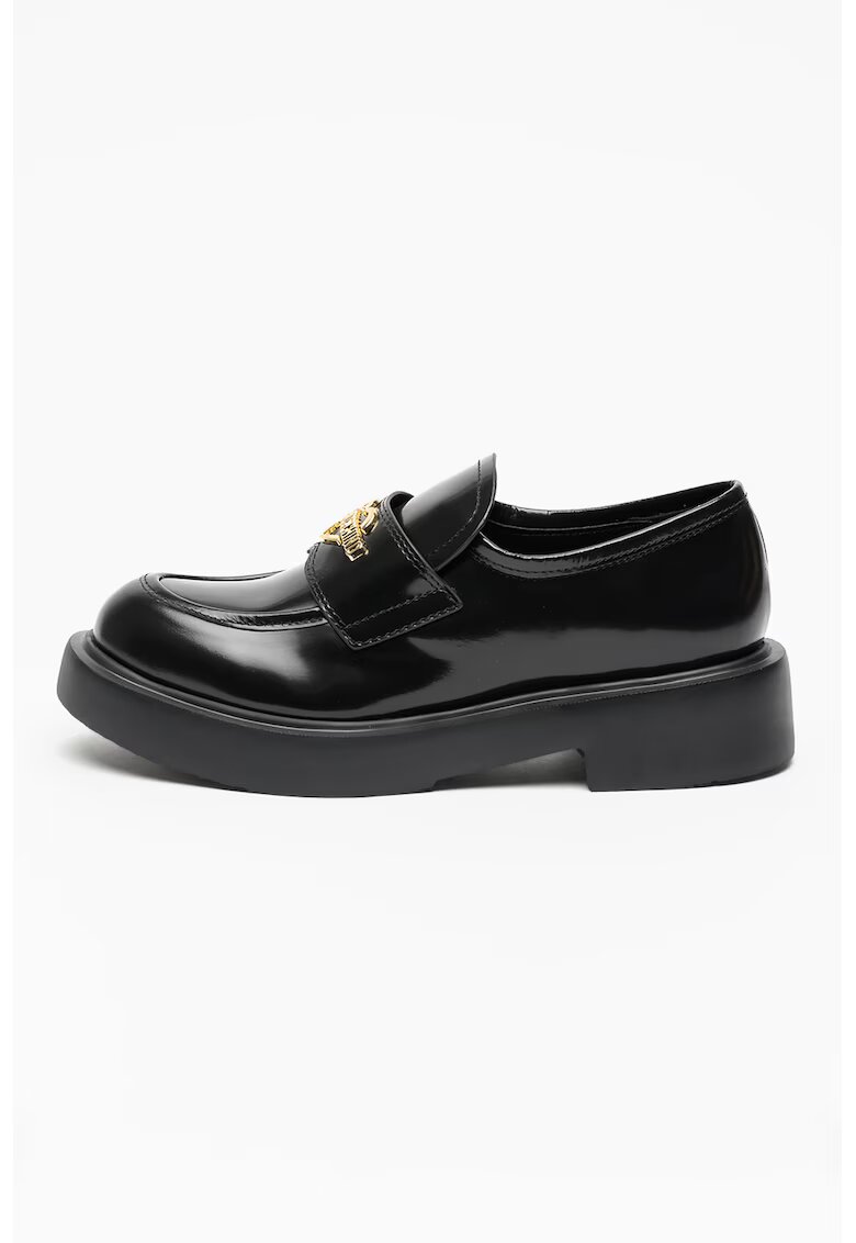 Love Moschino Лачени кожени мокасини City - Черен