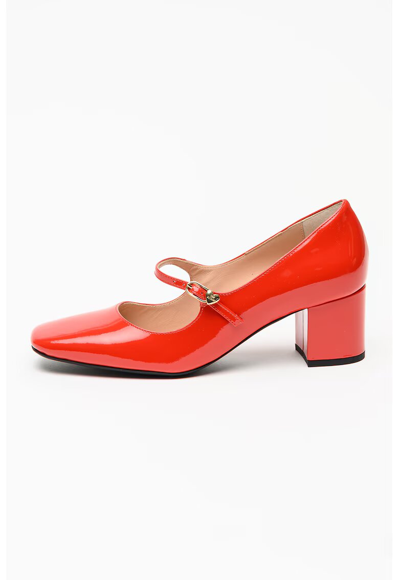 Love Moschino Лачени кожени обувки Mary Janes с квадратен връх - Червен/Златист