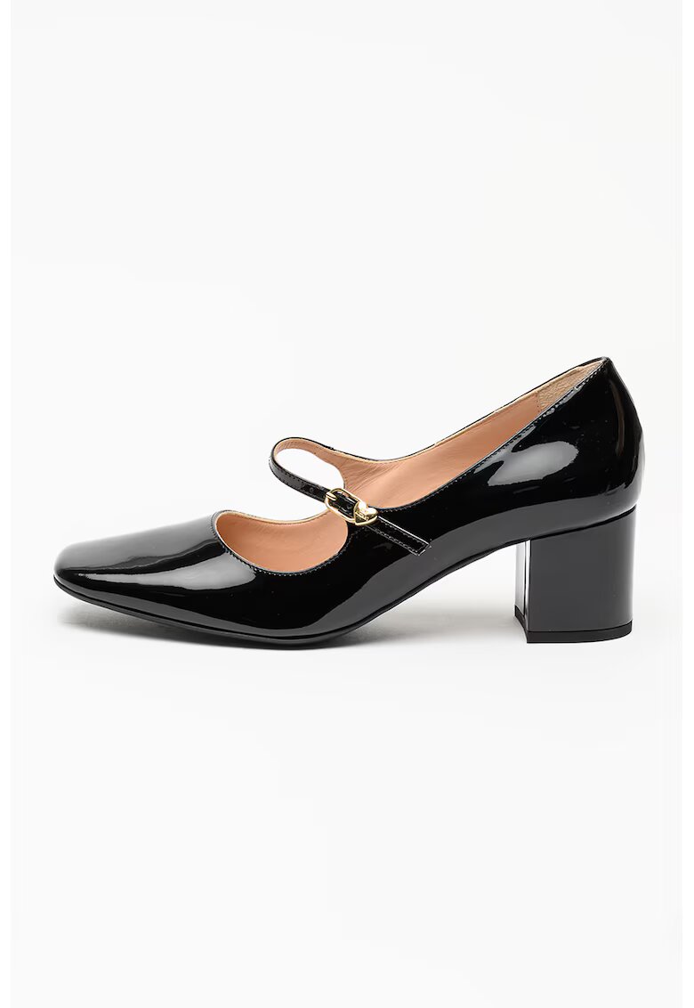 Love Moschino Лачени кожени обувки Mary Janes с квадратен връх - Златист/Черен