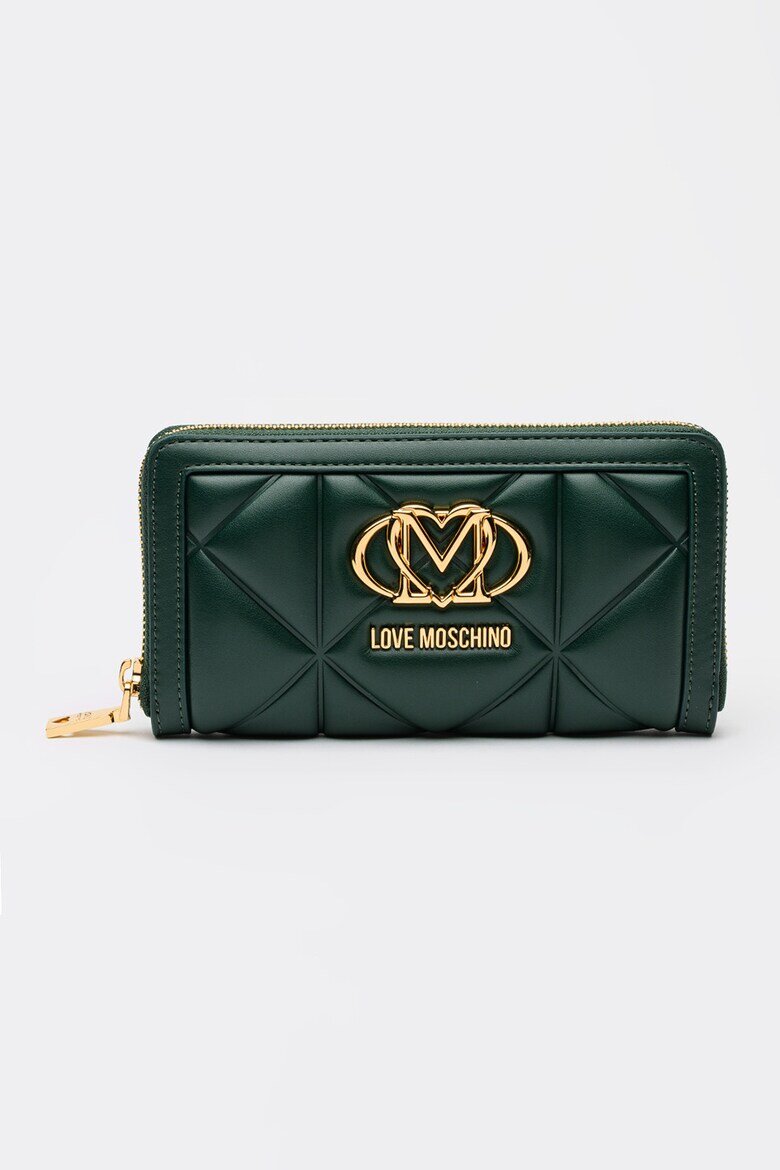 Love Moschino Портфейл от еко кожа с лого Тъмнозелен