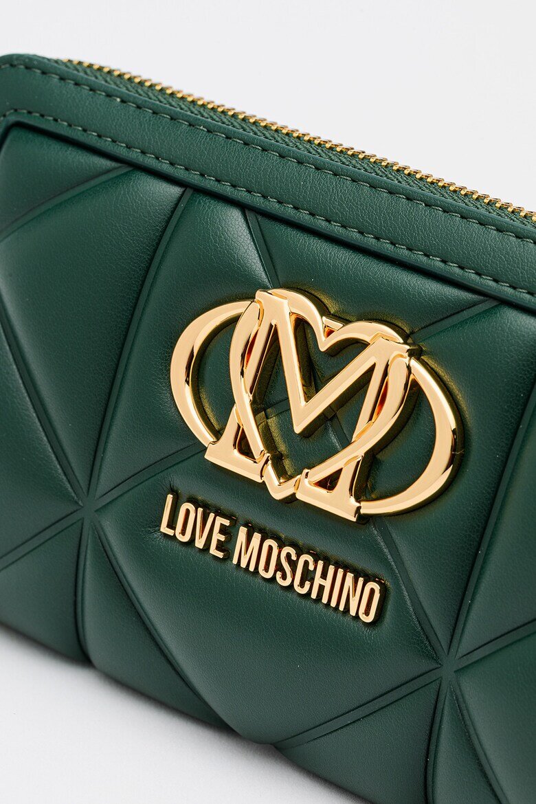 Love Moschino Портфейл от еко кожа с лого Тъмнозелен