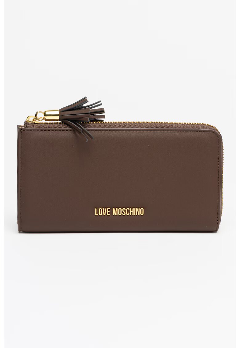 Love Moschino Портфейл от еко кожа с цип и метално лого