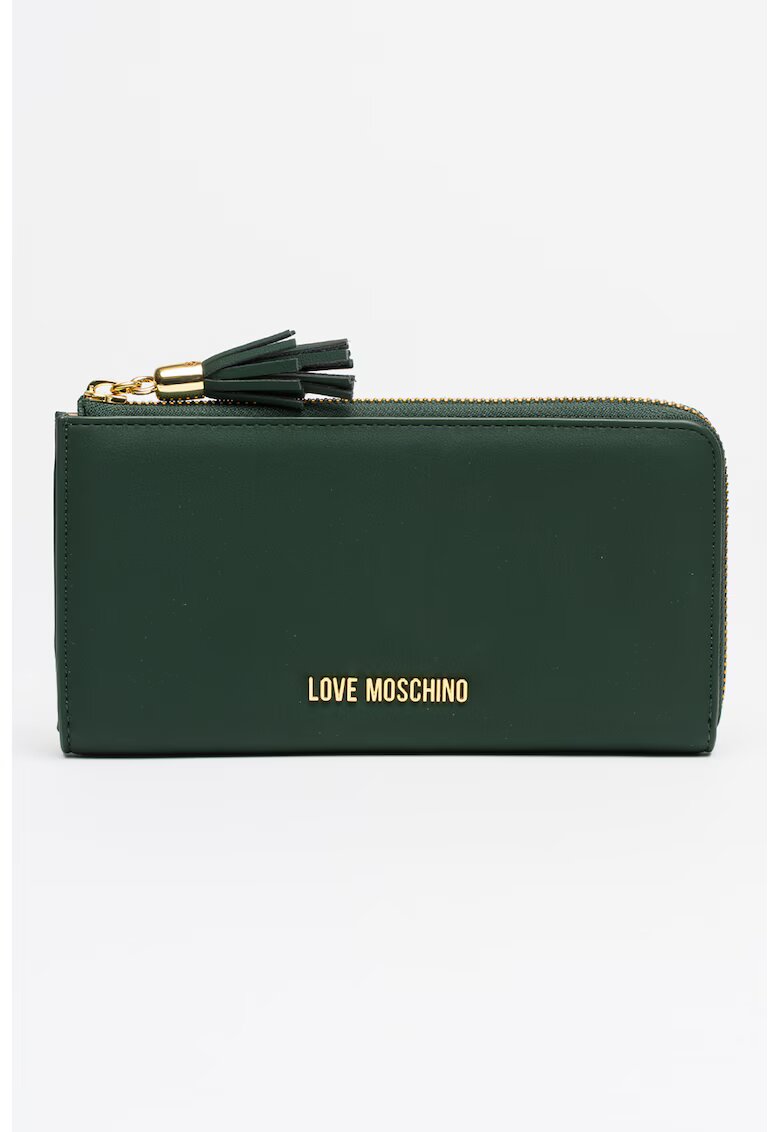 Love Moschino Портфейл от еко кожа с цип и метално лого