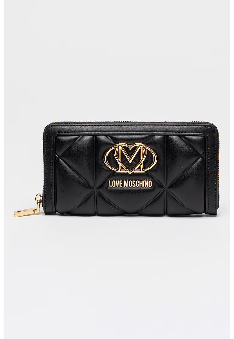 Love Moschino Портфейл от капитонирана еко кожа - Черен