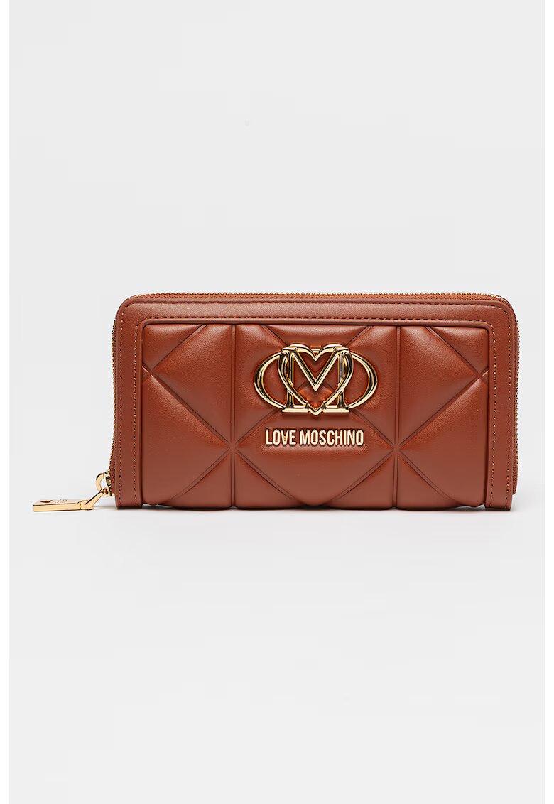 Love Moschino Портфейл от капитонирана еко кожа - Канелено кафяво