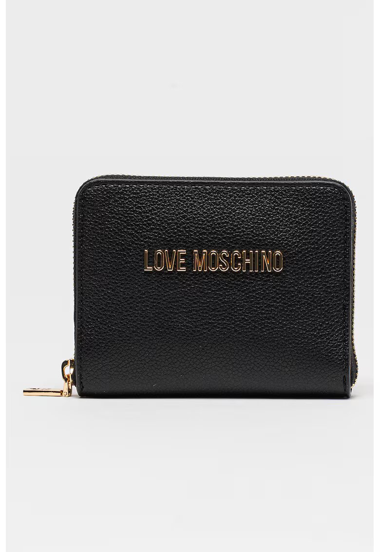 Love Moschino Портфейл с цип и малко лого - Черен