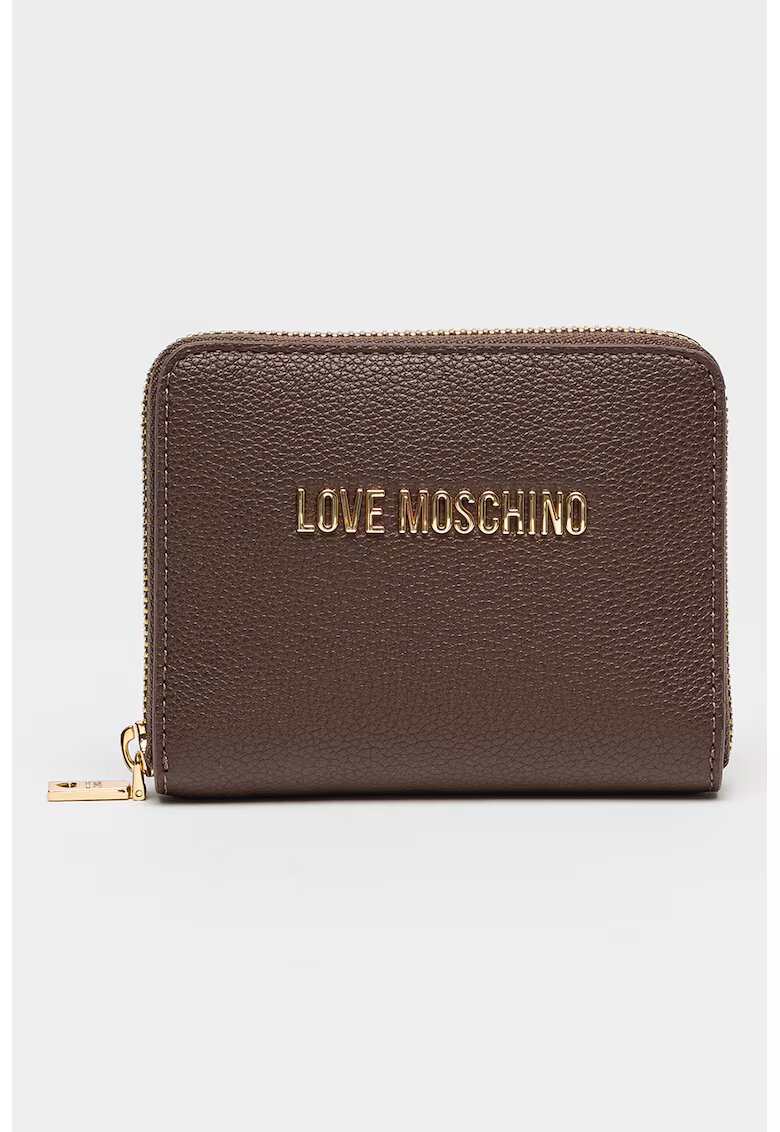 Love Moschino Портфейл с цип и малко лого - Кафяв
