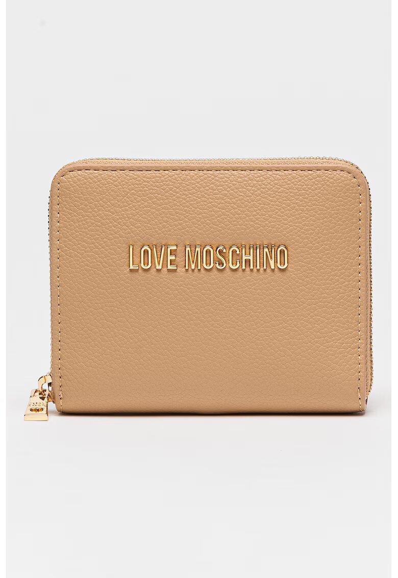 Love Moschino Портфейл с цип и малко лого - Камел