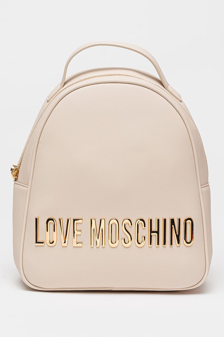 Love Moschino Раница от еко кожа с метално лого Слонова кост